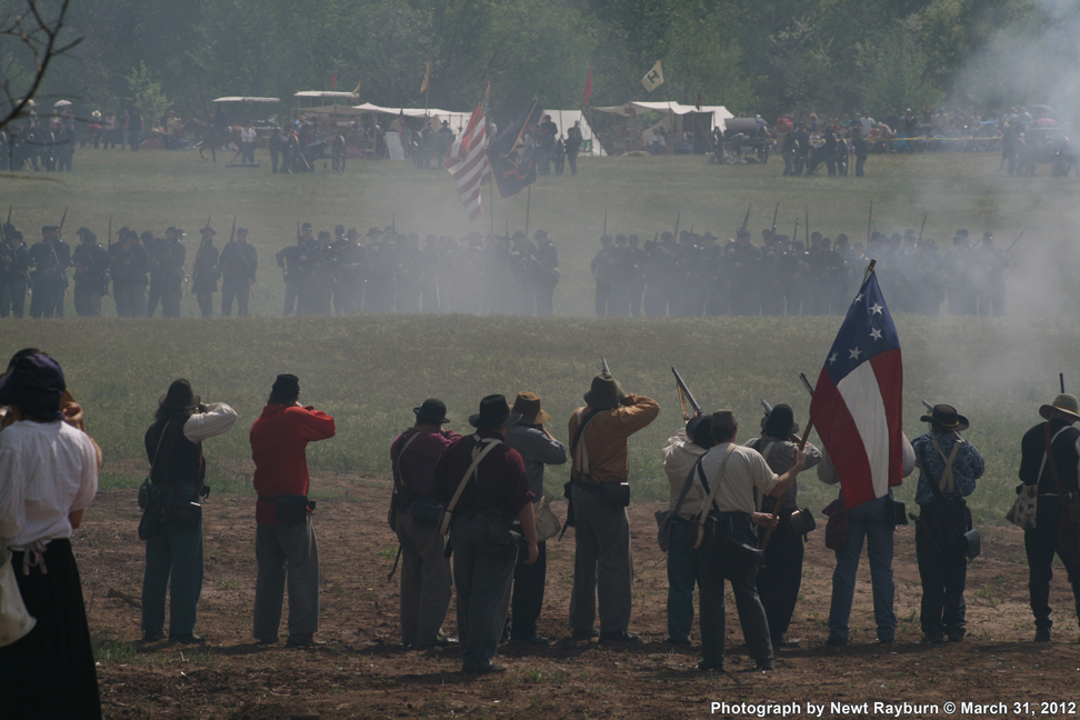 Walker's company fires on approaching Union forces. Photograph by Newt Rayburn © March 31, 2012.