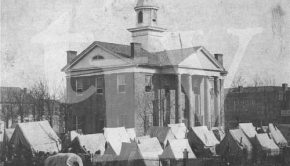The men of an Illinois regiment of the Union army camped around the Oxford, Mississippi courthouse in December 1862. This is the only known photograph of Oxford's original courthouse and is authenticated for The Local Voice by President Grant's Library.