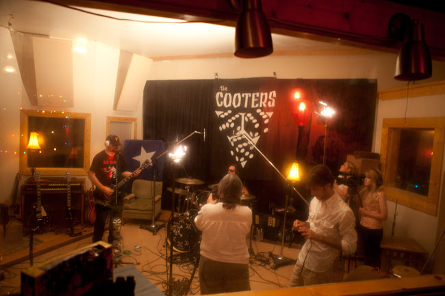 "Oxford Sounds" Producer Marie Antoon and crew film a scene with The Cooters at Black Wings Studio near Water Valley, Mississippi. Photograph by Blair McElroy.