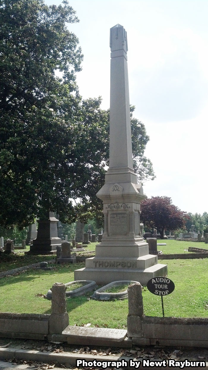 Jacob Thompson's grave in Elmwood Cemetery in Memphis, Tennessee. Photograph by Newt Rayburn