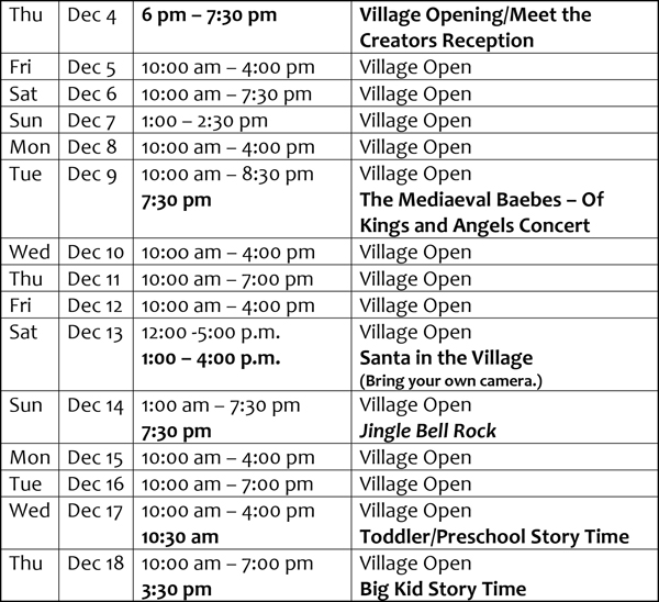 Microsoft Word - 2014 Village Schedule