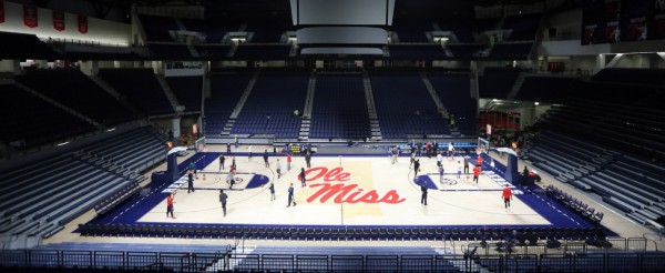 The first practices in The Pavilion at Ole Miss for the men's and women's basketball teams. Photo by Joshua McCoy/Ole Miss Athletics