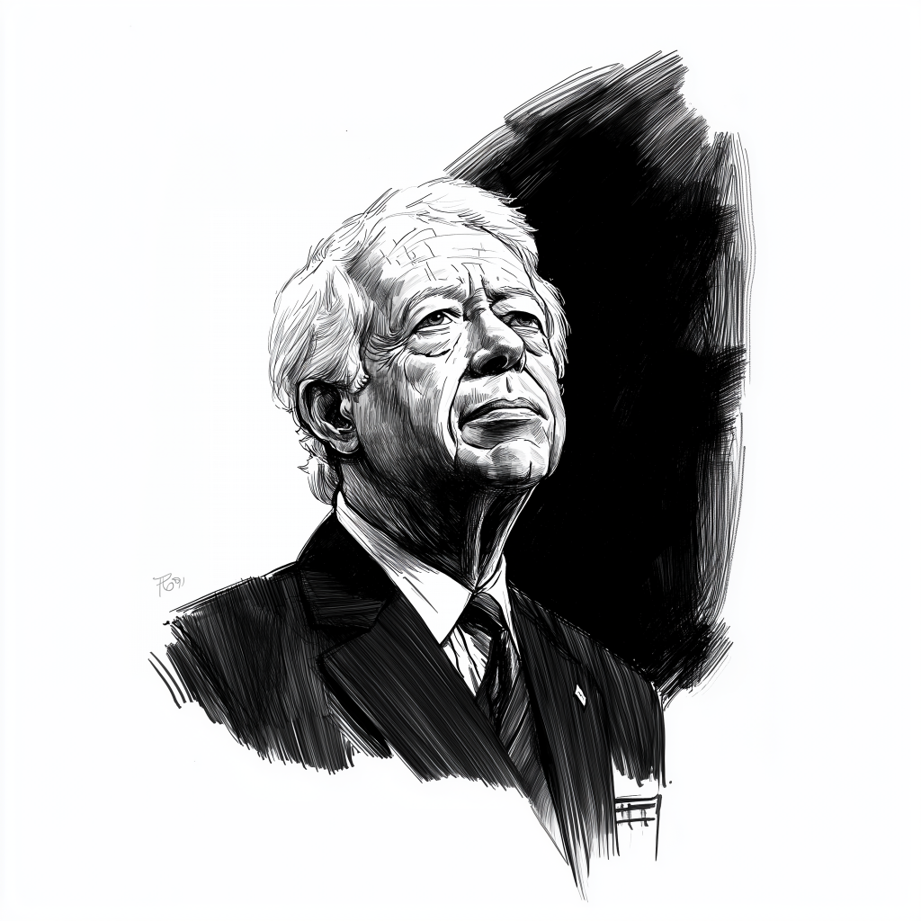 newtrayburn_a_black_and_white_illustration_of_Jimmy_Carter_in_t_3d1775d4-5dbb-4631-ab90-059508ecc465